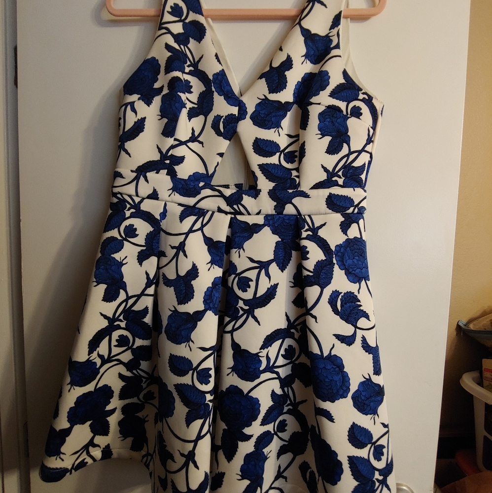 Topshop Floral Neoprene Cut Out Dress